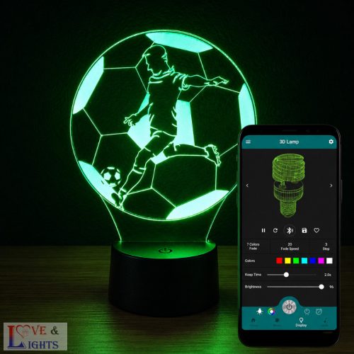 Focista egyedi névvel és mezszámmal - 3D lámpa