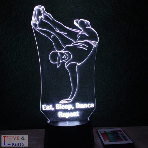 Hip-Hop táncos mintás 3D  lámpa kérhető felirattal