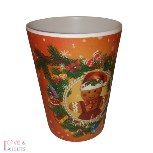 Karácsonyi dekoratív műanyag pohár - mézeskalács