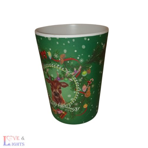 Karácsonyi dekoratív műanyag pohár - rénszarvas