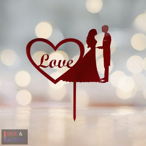 Pár szívvel mintás tortadísz 