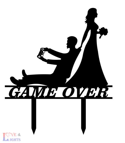 Videojátékos esküvői tortadísz - Game over