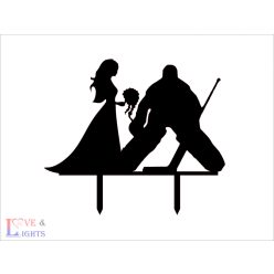 Hoki játékos mintás esküvői tortadísz