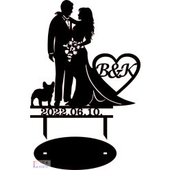 Buldog kutyusos esküvői tortadísz