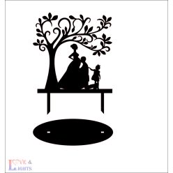   Várandós menyasszony mintás esküvői tortadísz kislánnyal