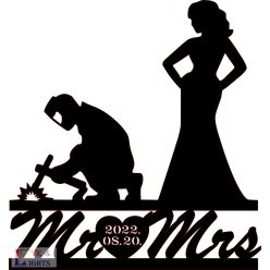 Hegesztő vőlegény mintás esküvői tortadísz 