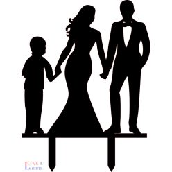 Esküvői tortadísz nászpár + fiú mintás