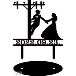 Villanyszerelő vőlegény mintás esküvői tortadísz 