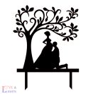 Várandós menyasszony fa alatt mintás esküvői tortadísz