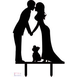 Yorki kutyusos esküvői tortadísz 