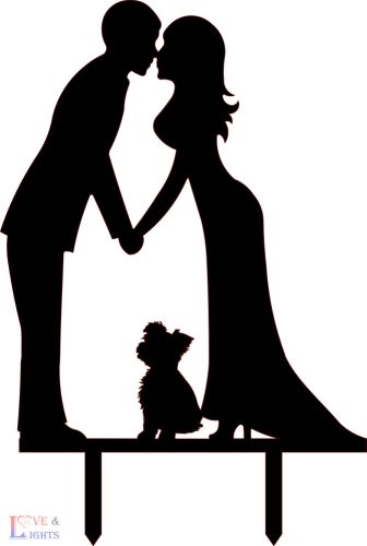 Yorki kutyusos esküvői tortadísz 