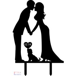 Yorki kutyusos esküvői tortadísz, szívvel