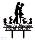 Esküvői vicces  tortadísz négy tacskóval
