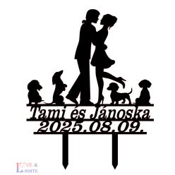 Esküvői vicces  tortadísz négy tacskóval