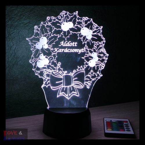 Magyal koszorú mintás karácsonyi lámpa