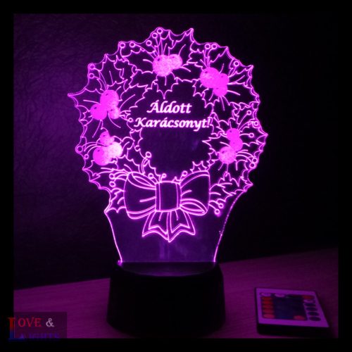 Magyal koszorú mintás karácsonyi lámpa