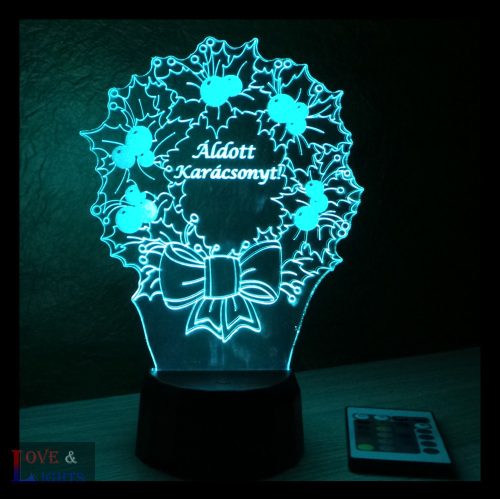 Magyal koszorú mintás karácsonyi lámpa