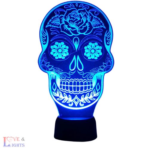 Díszes koponya ( skull)  mintás illúzió lámpa