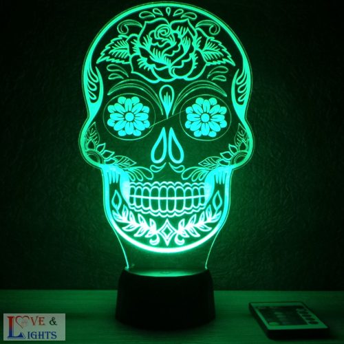 Díszes koponya ( skull)  mintás illúzió lámpa