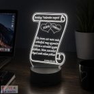 Tekercs mintás 3D lámpa egyedi felirattal
