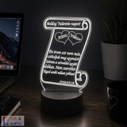 Tekercs mintás 3D lámpa egyedi felirattal