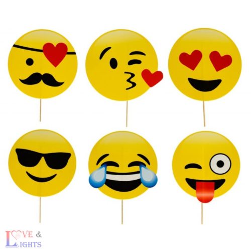 Vicces kellékek fotózáshoz - emoji minták 6 db
