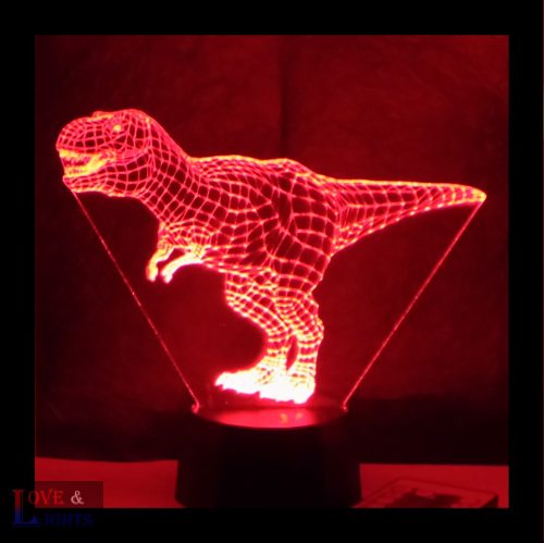 T-REX dinó mintás 3D illúzió lámpa 