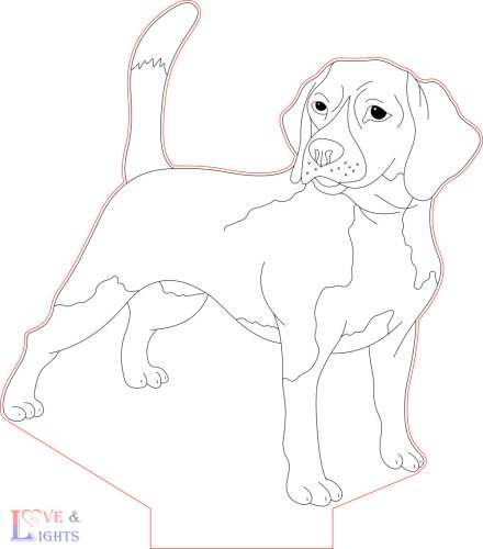 Beagle kutya mintás 3D led lámpa 