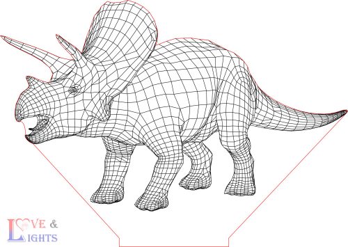 Triceratops dinoszaurusz mintás led lámpa 
