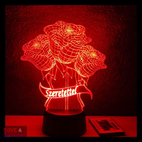 Örök-Rózsacsokor egyedi felirattal