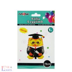 Ballagásra - bagoly mintás fólia lufi -78 cm