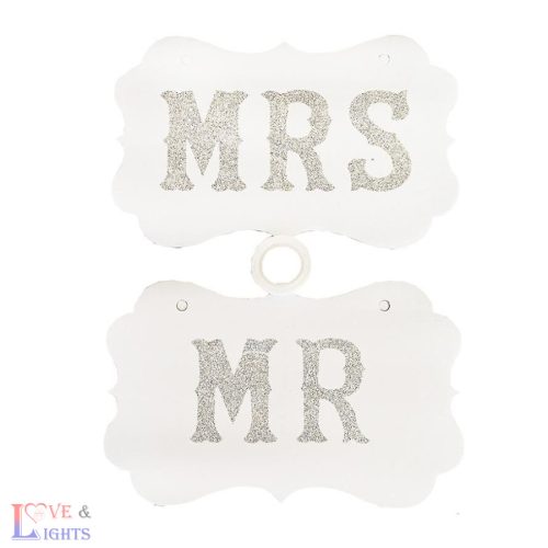Mr Mrs ezüst színű táblák