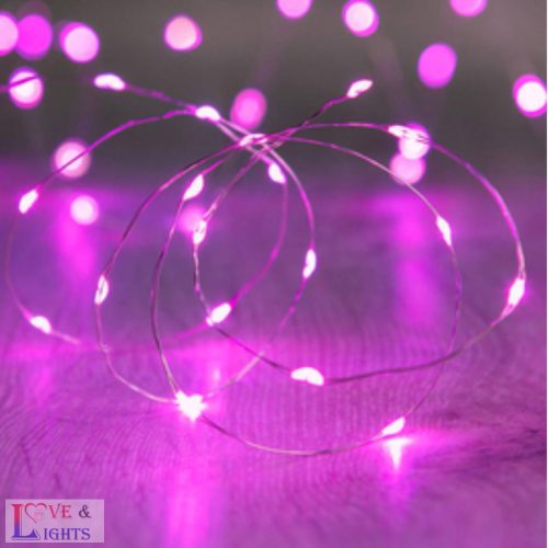 Rózsaszín fényű LED fényfüzér -2m