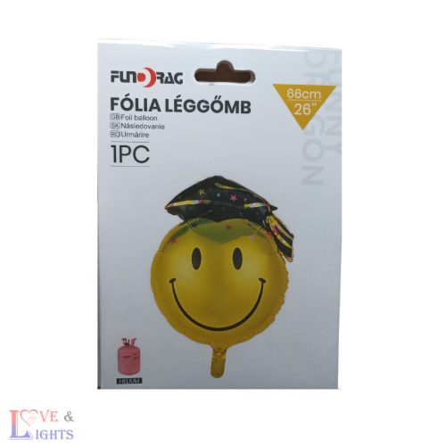 Ballagásra - smiley fólia lufi - 66 cm