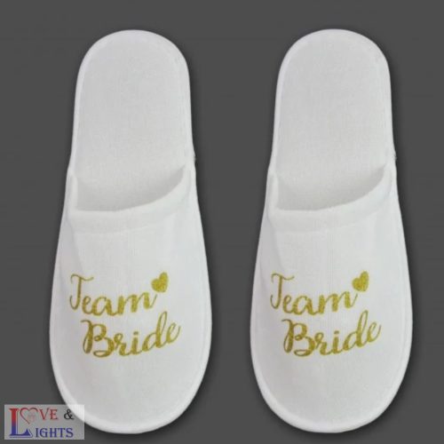 Team Bride arany feliratos szobapapucs
