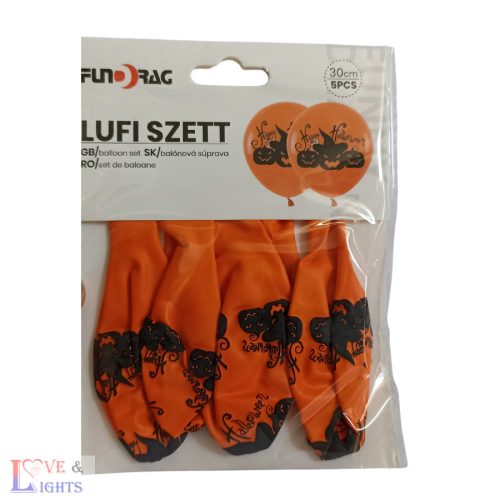 Narancssárga halloweeni lufi csomag - 5db