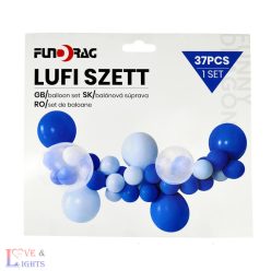 Kék lufi dekorációs szett - 37 db