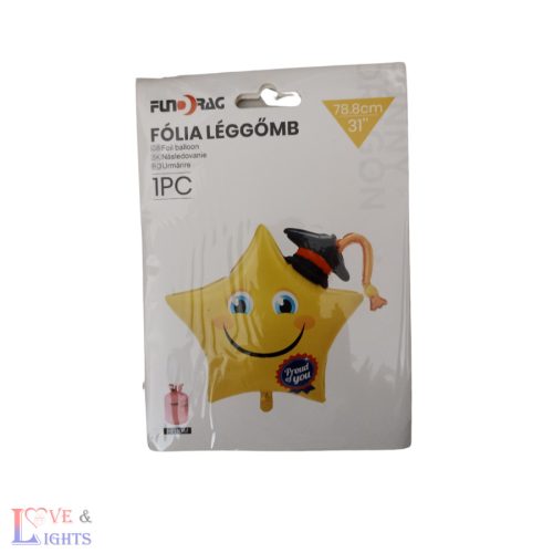 Csillag alakú ballagási fólia lufi