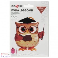 Bagoly mintás 63 cm-es fólia lufi ballagásra