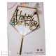 Happy Birthday! feliratos arany tortadísz - ötszög mintás