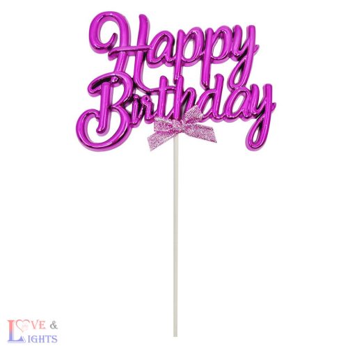 Happy Birthday! feliratos pink tortadísz