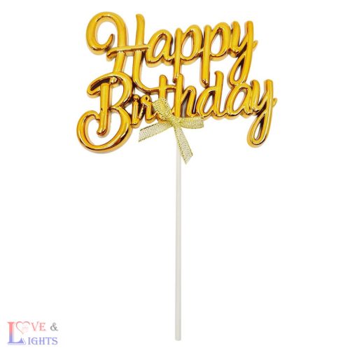 Happy Birthday! feliratos arany tortadísz