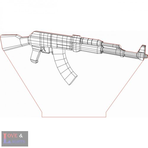 AK-47-es típusú lőfegyver mintás 3D illúzió lámpa 