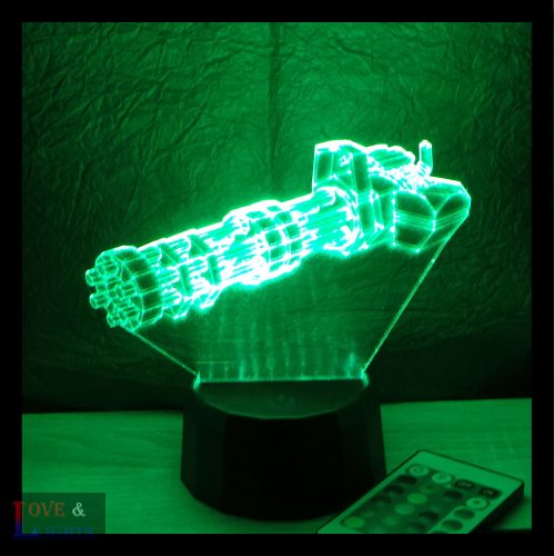 Gatling lőfegyver  mintás 3D illúzió lámpa