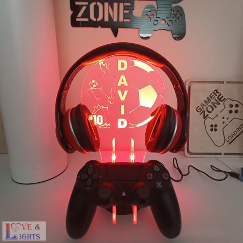 Kontroller és fülhallgató tartó 3D lámpa - focis