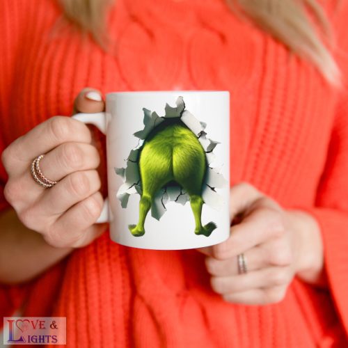 Grincs mintás vicces karácsonyi bögre