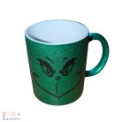 Grincs mintás vicces karácsonyi bögre - zld glitteres