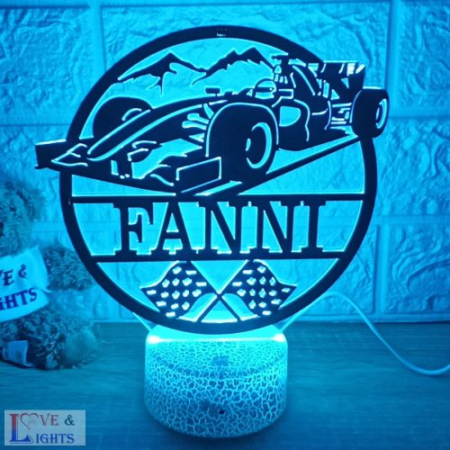 Névre szóló díszlámpa Forma 1 rajongóknak