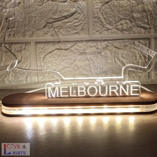 Melbourne F1 pályaívet ábrázoló LED-es asztali lámpa