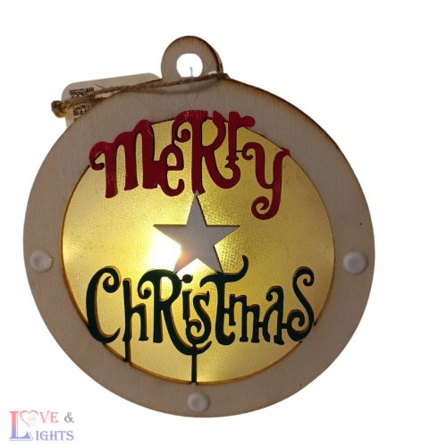 Merry Christmas - feliratos világító fa dísz